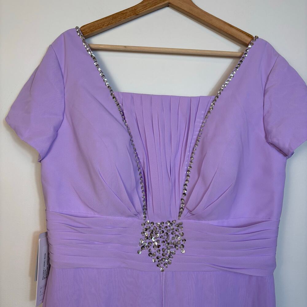 JJs A Line Princess Square Neck Mother of the Bride Dress sz 16 Lilac Beaded NWT - Picture 8 of 16